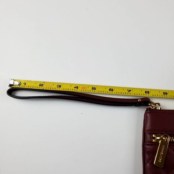 MICHAEL KORS Selma Zip Burgundy Quilted Large Leather Clutch &  Wristlet - Picture 11 of 11